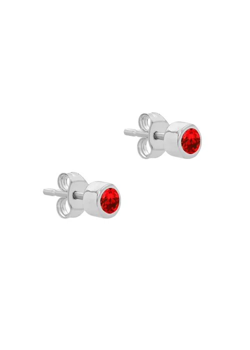 Golden Moments Sterling Silver CZ January Birthstone Stud Earrings - One Size Image 2