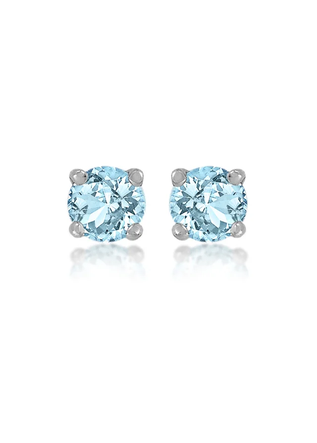 Golden Moments Sterling Silver Blue CZ Stud Earrings