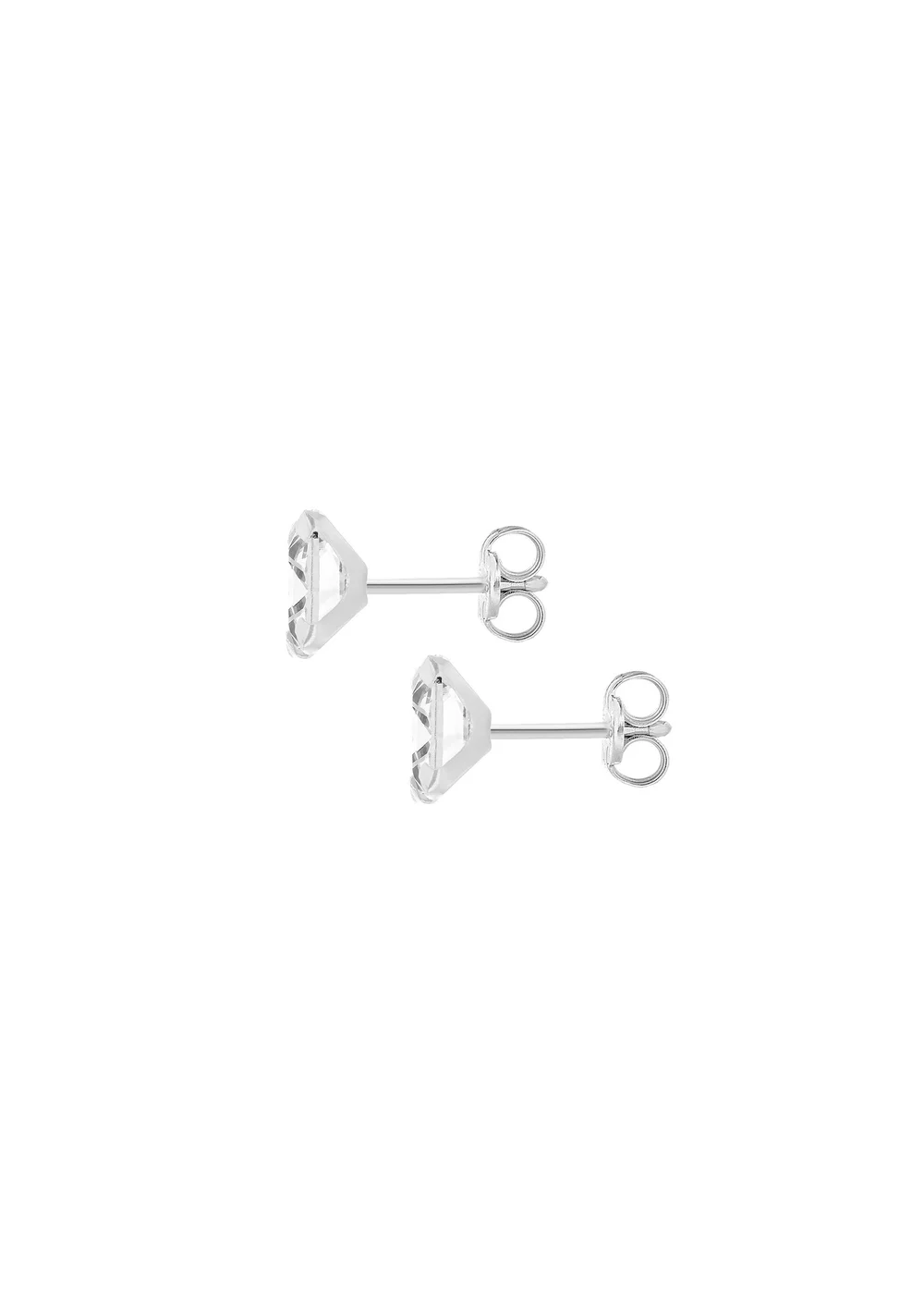 Golden Moments Sterling Silver Square Pink CZ Stud Earrings - One Size Image 2