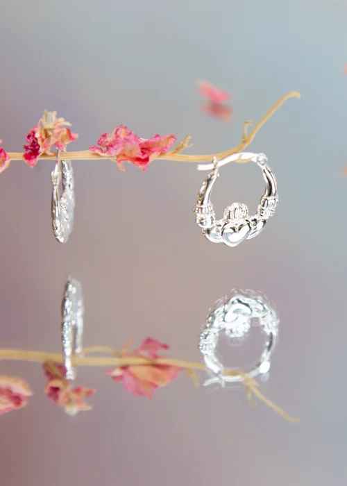 Golden Moments Sterling Silver Claddagh Hoop Earrings - One Size Image 2