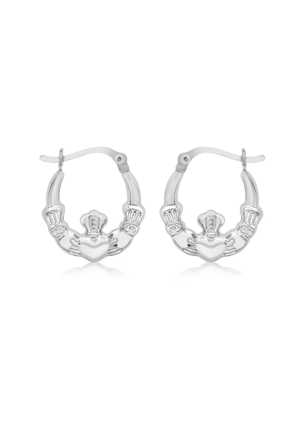Golden Moments Sterling Silver Claddagh Hoop Earrings - One Size Image 1