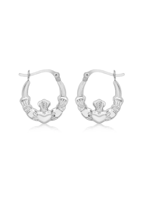 Golden Moments Sterling Silver Claddagh Hoop Earrings - One Size Image 1