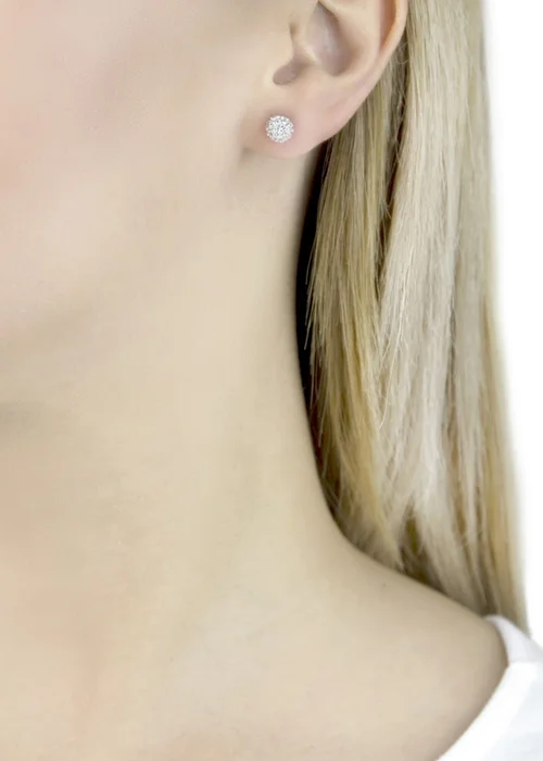 Golden Moments Sterling Silver Crystal Ball Stud Earrings - One Size Image 2