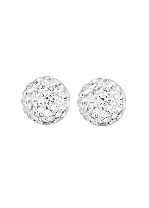 Golden Moments Sterling Silver Crystal Ball Stud Earrings - One Size Image 1