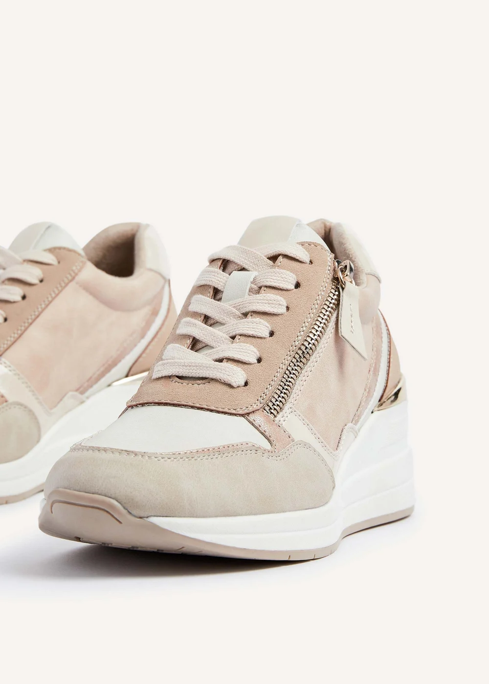 Linzi Aylin Camel Colour Block Wedge Trainer - 3 Image 5