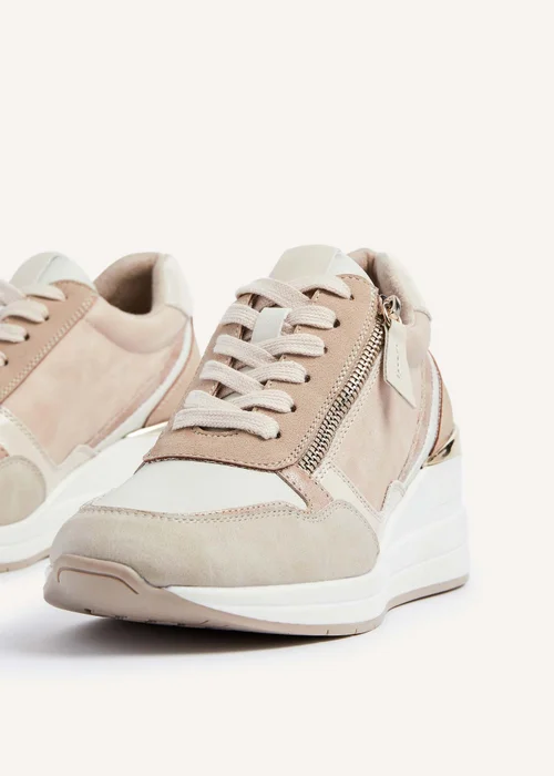 Linzi Aylin Camel Colour Block Wedge Trainer - 3 Image 5