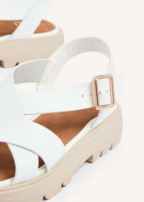 Linzi Blake White Faux Leather Chunky Sandal - 3 Image 5