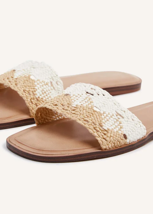 Linzi Antonia White & Natural Two-Tone Woven Slider Sandal - 3 Image 4