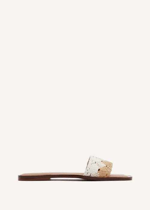 Linzi Antonia White & Natural Two-Tone Woven Slider Sandal - 3 Image 2