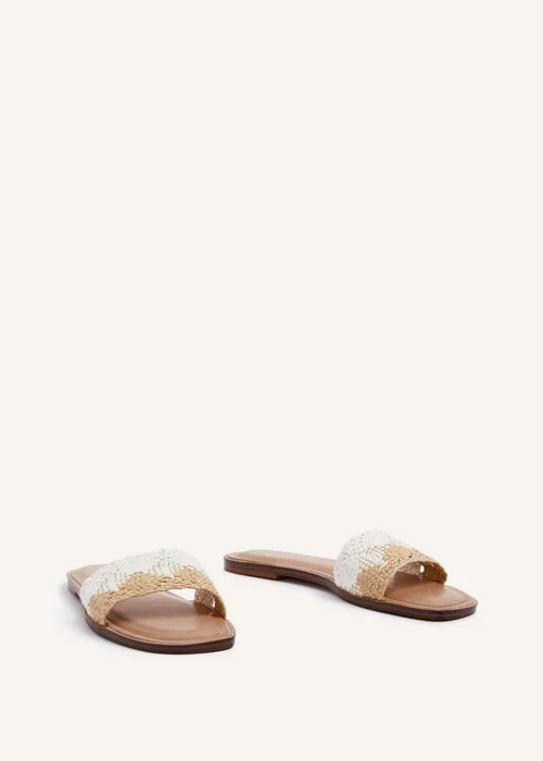 Linzi Antonia White & Natural Two-Tone Woven Slider Sandal - 3 Image 3