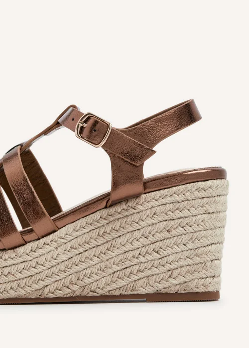 Linzi Gemini Bronze Faux Leather Gladiator Wedges - 3 Image 5
