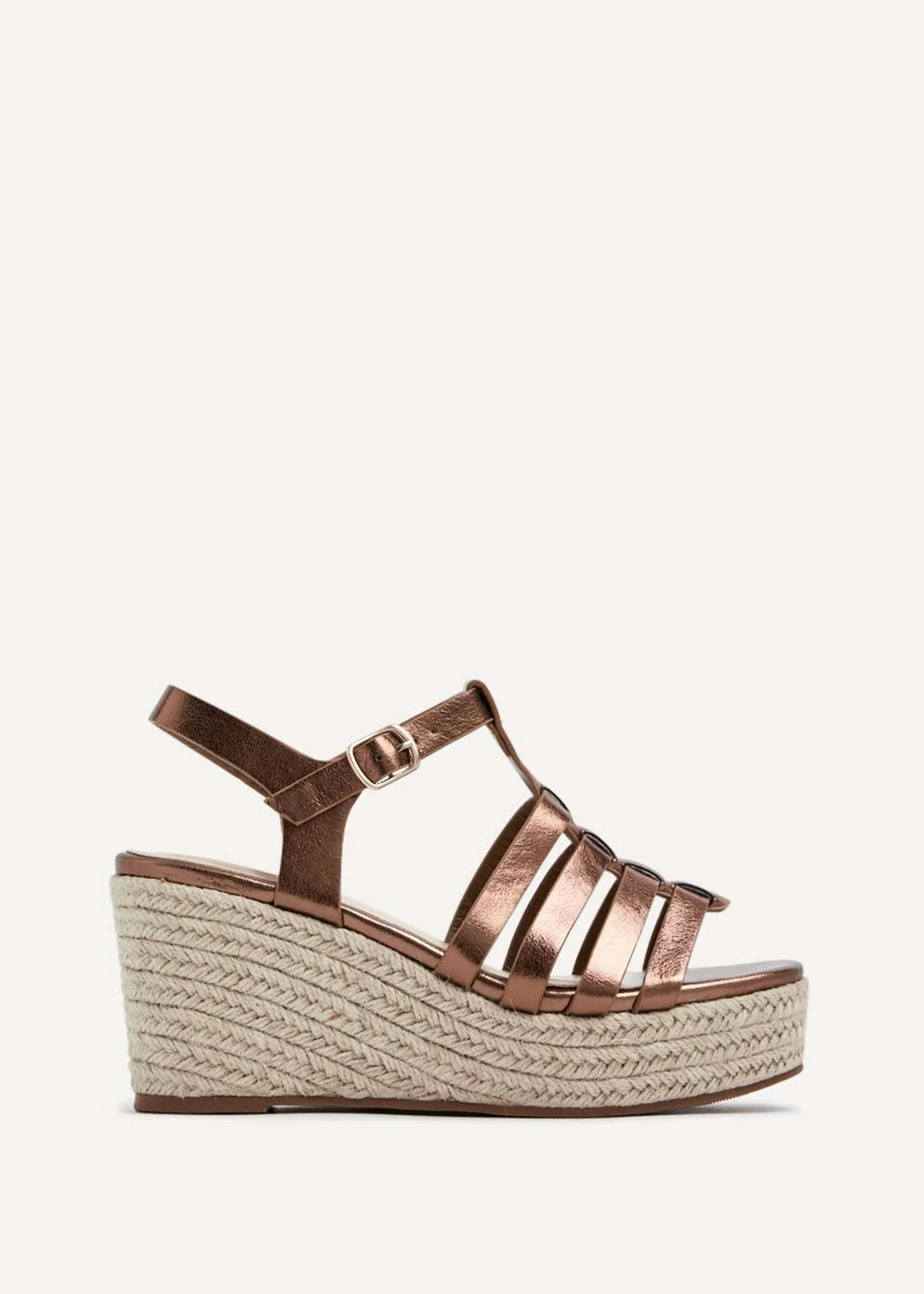 Linzi Gemini Bronze Faux Leather Gladiator Wedges - 3 Image 2