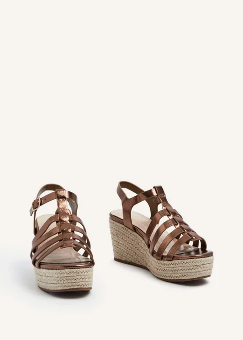 Linzi Gemini Bronze Faux Leather Gladiator Wedges - 3 Image 3