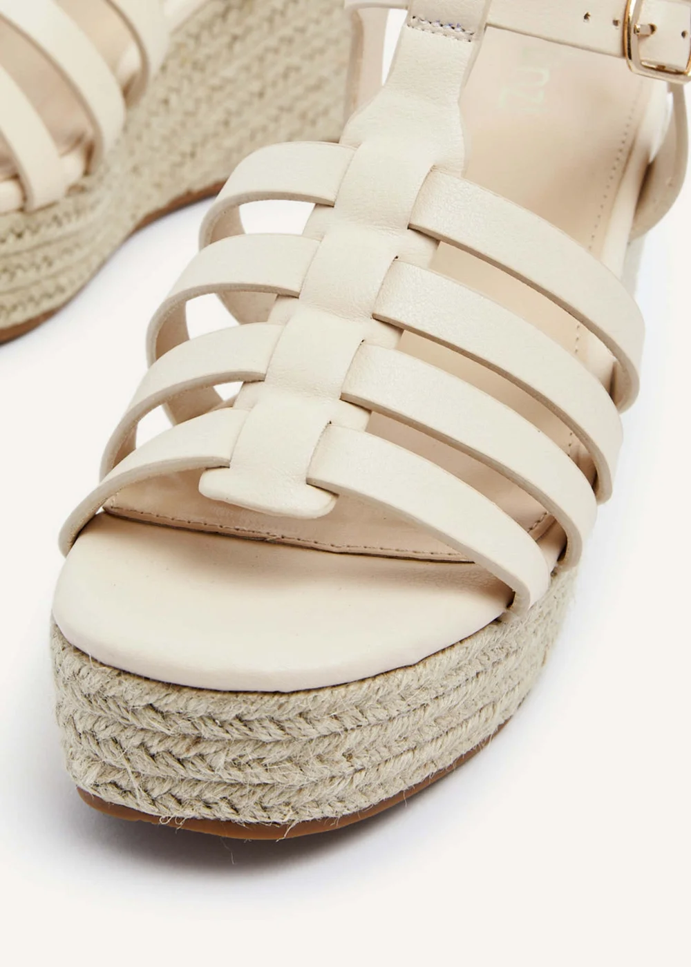 Linzi Gemini Cream Faux Leather Gladiator Wedges - 3 Image 5