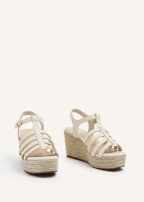 Linzi Gemini Cream Faux Leather Gladiator Wedges - 3 Image 3