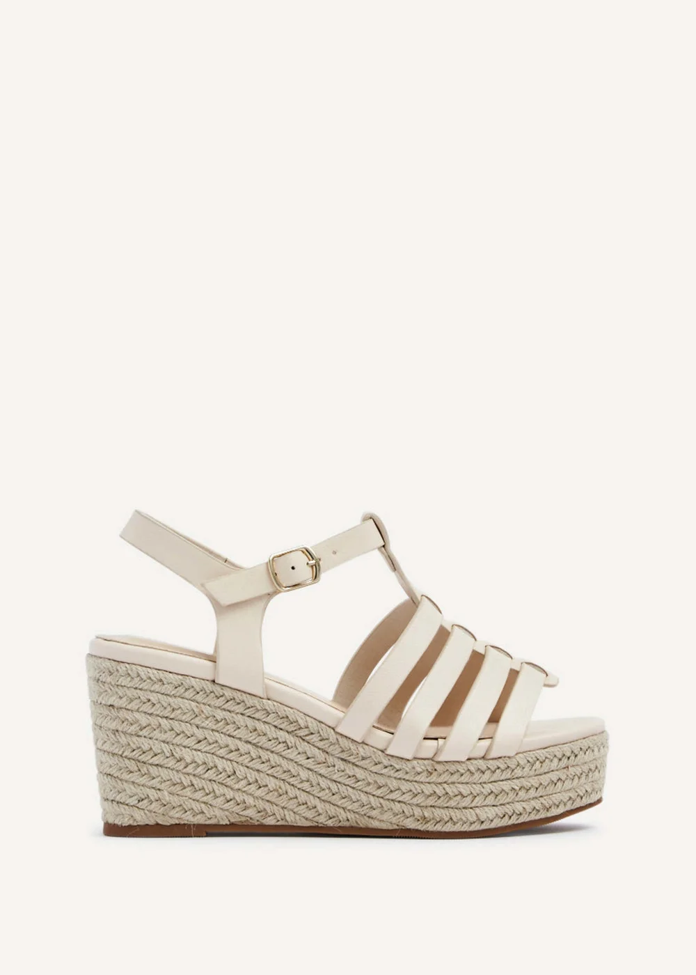 Linzi Gemini Cream Faux Leather Gladiator Wedges - 3 Image 2