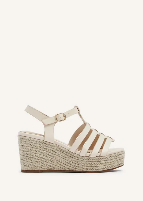 Linzi Gemini Cream Faux Leather Gladiator Wedges - 3 Image 2
