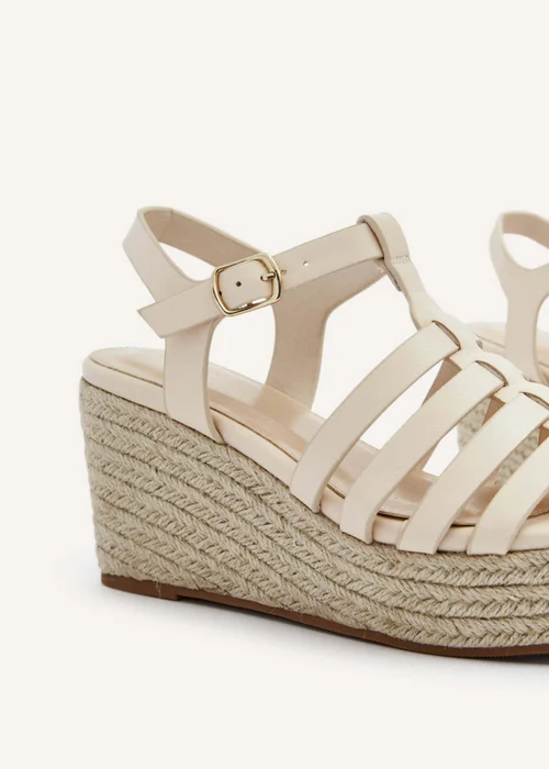 Linzi Gemini Cream Faux Leather Gladiator Wedges - 3 Image 4