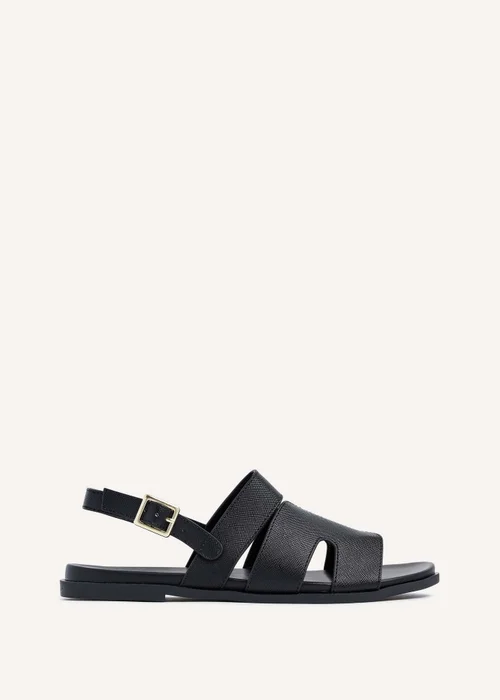 Linzi Island Black Faux Leather Two Part Cut Out Sandal - 3 Image 2