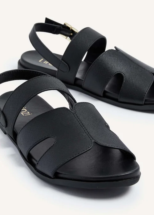 Linzi Island Black Faux Leather Two Part Cut Out Sandal - 3 Image 4