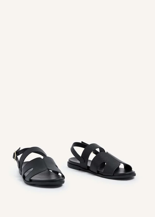 Linzi Island Black Faux Leather Two Part Cut Out Sandal - 3 Image 3