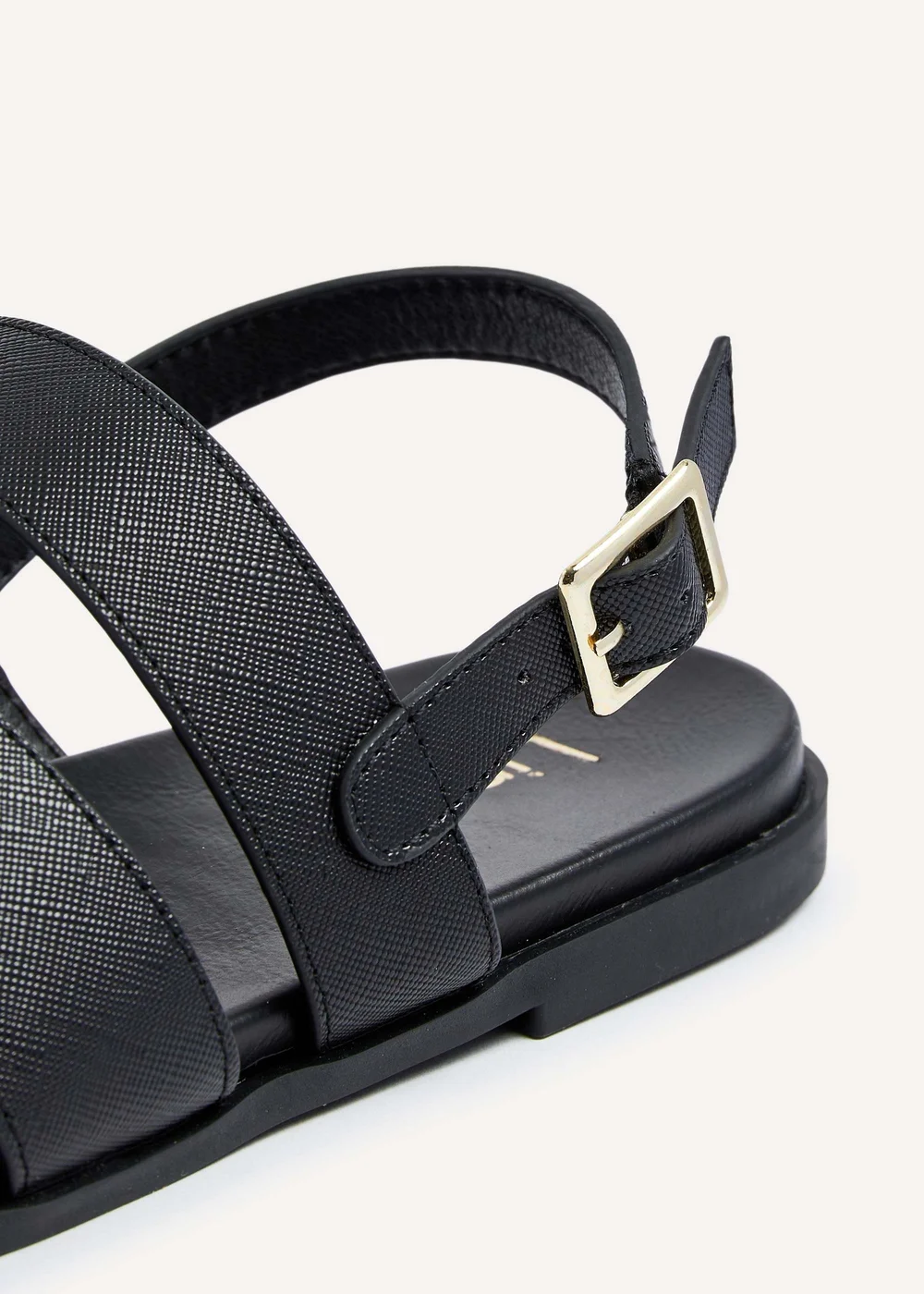 Linzi Island Black Faux Leather Two Part Cut Out Sandal - 3 Image 5