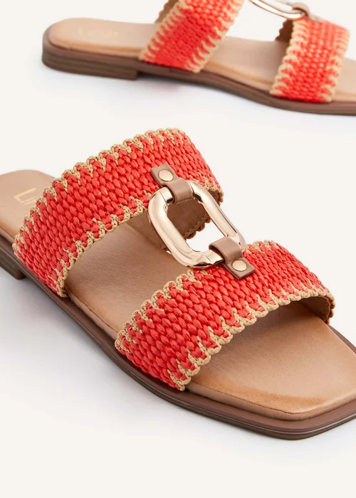 Linzi Jojo Orange Raffia Double Strap Flat Sandal - 3 Image 5