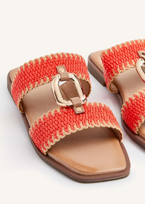 Linzi Jojo Orange Raffia Double Strap Flat Sandal - 3 Image 4
