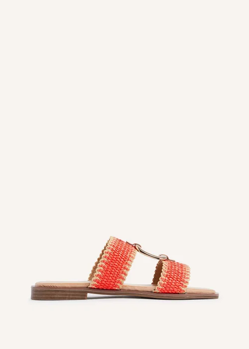 Linzi Jojo Orange Raffia Double Strap Flat Sandal - 3 Image 2