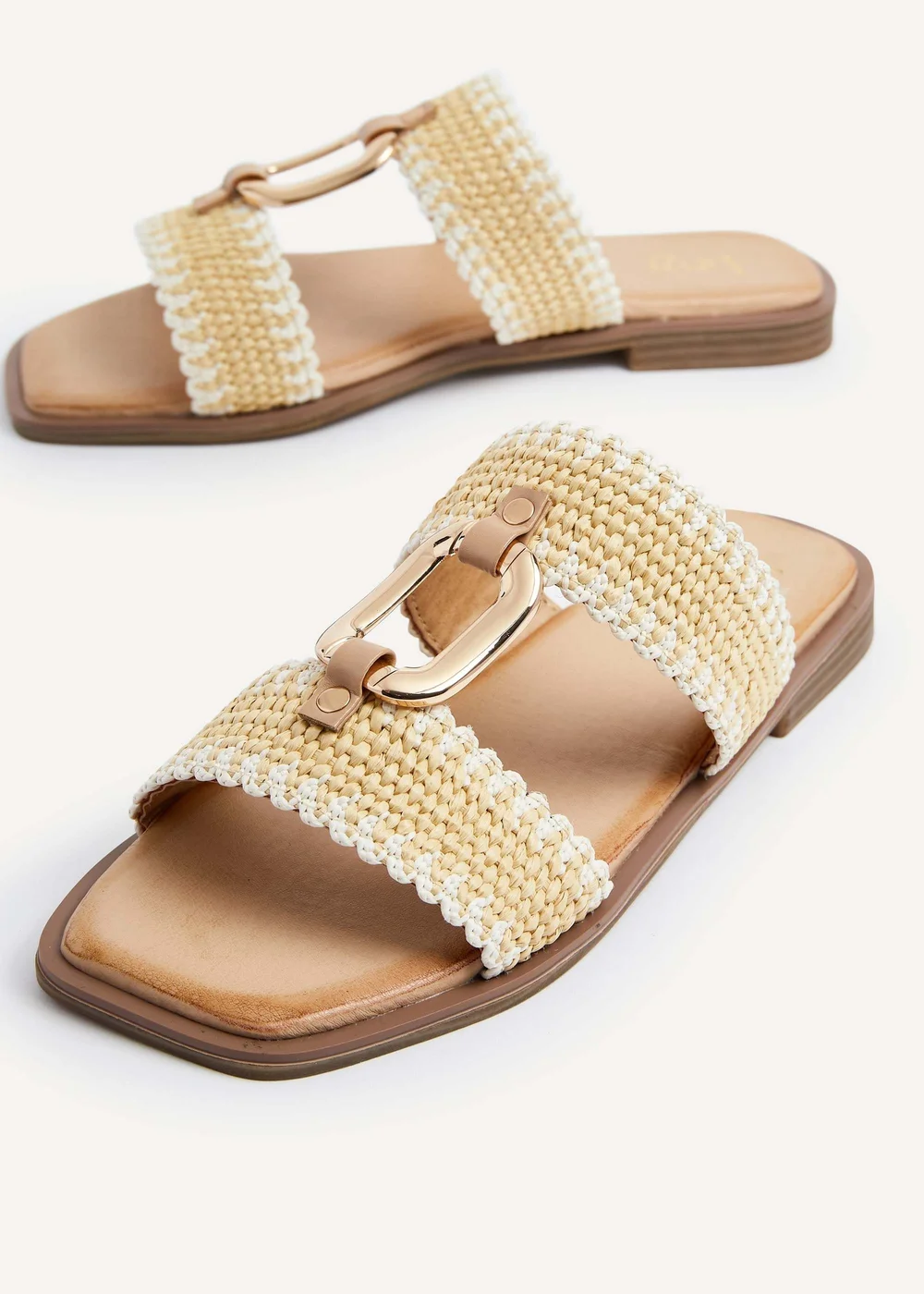 Linzi Jojo Natural Raffia Double Strap Flat Sandal - 3 Image 5