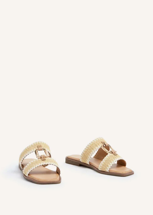 Linzi Jojo Natural Raffia Double Strap Flat Sandal - 3 Image 3