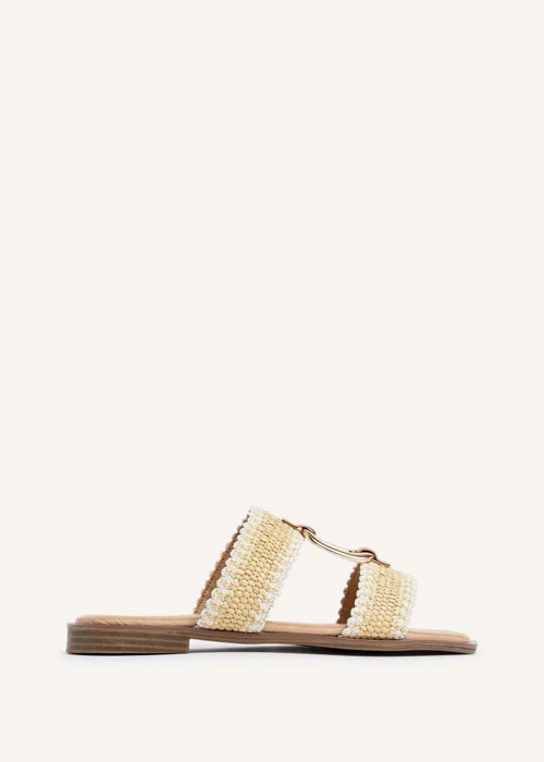 Linzi Jojo Natural Raffia Double Strap Flat Sandal - 3 Image 2