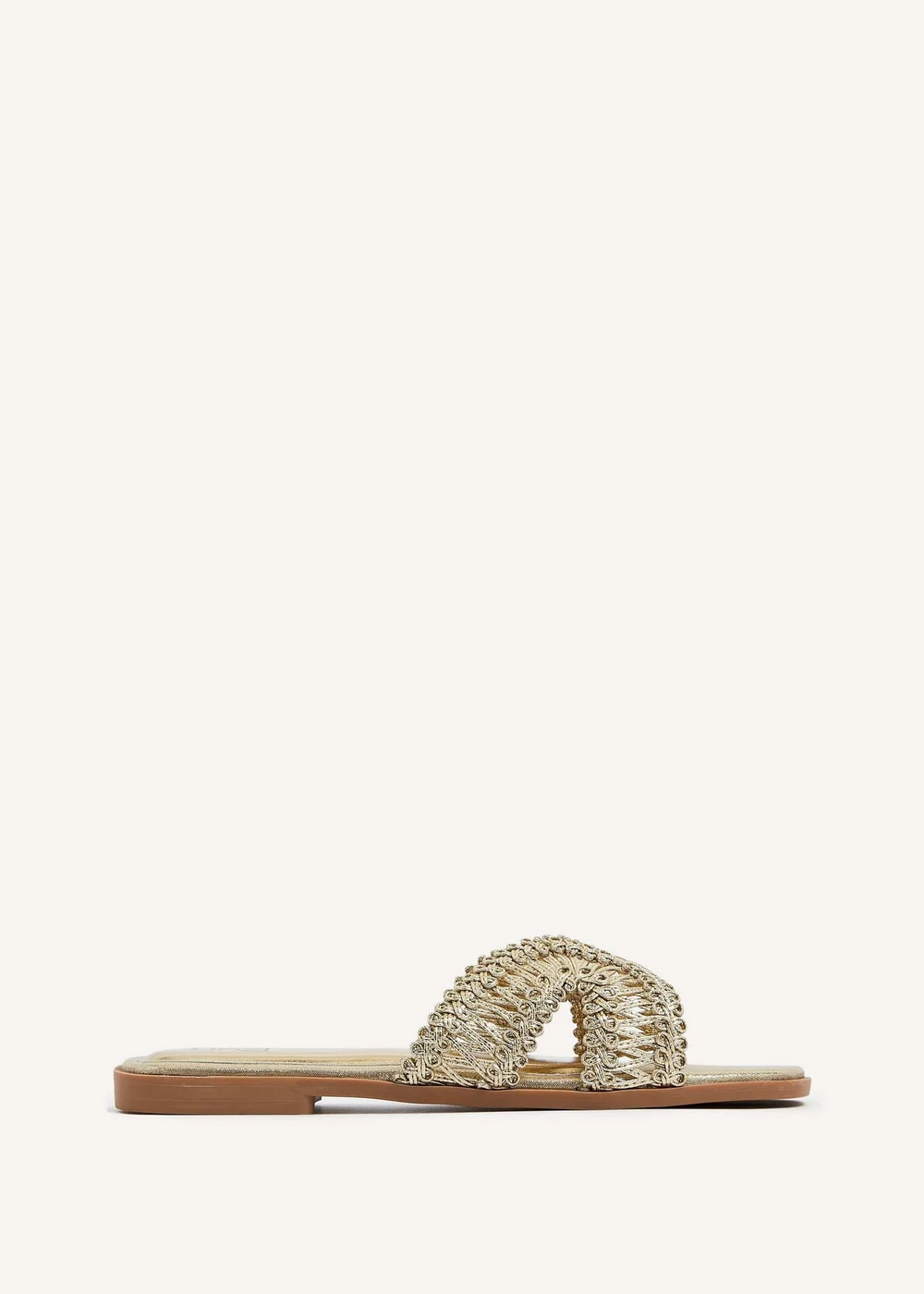 Linzi Kalina Gold Faux Leather Knitted Slider Sandal - 3 Image 2