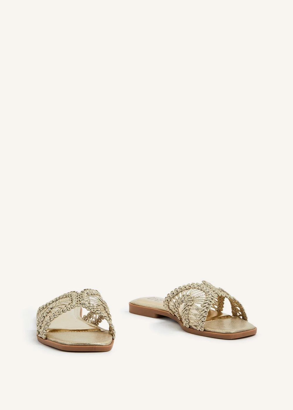 Linzi Kalina Gold Faux Leather Knitted Slider Sandal - 3 Image 3