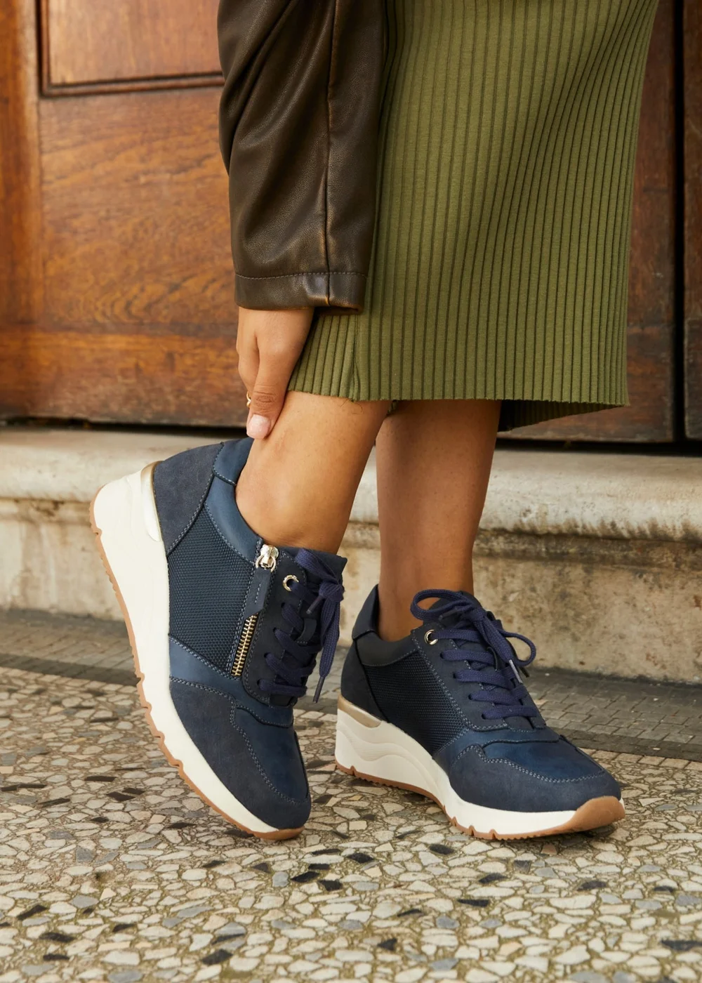 Linzi Luca Navy Wedge Trainers - 3 Image 6