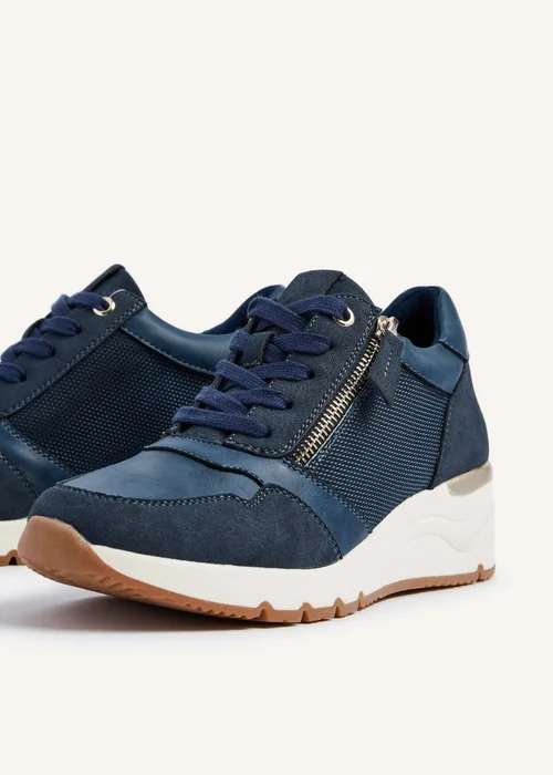 Linzi Luca Navy Wedge Trainers - 3 Image 4