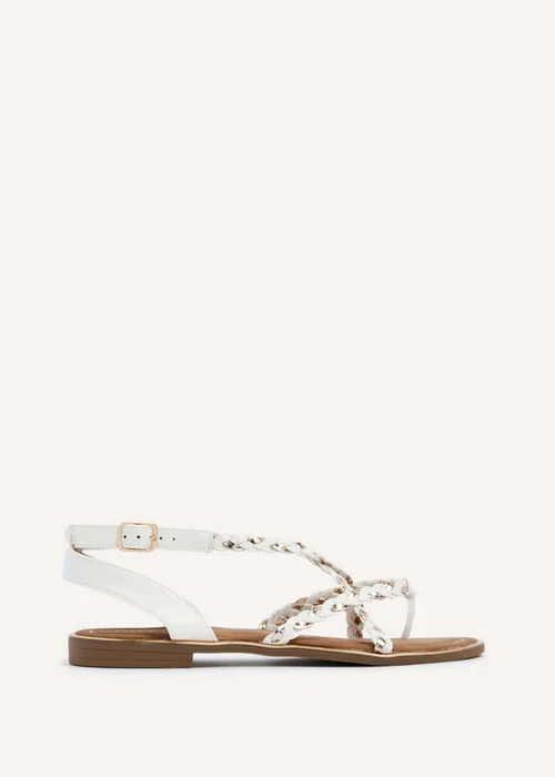 Linzi Nova White & Gold Faux Leather Plaited Gladiator Style Sandal - 3 Image 2