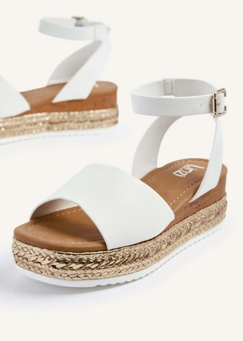 Linzi Marisol Wide Fit White Faux Leather Flatform Sandal - 3 Image 4