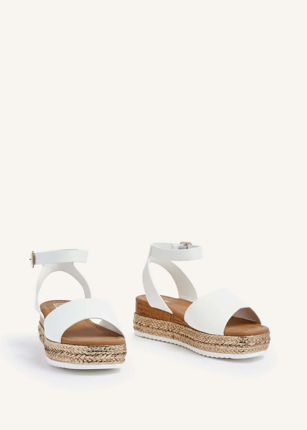 Linzi Marisol Wide Fit White Faux Leather Flatform Sandal - 3 Image 2