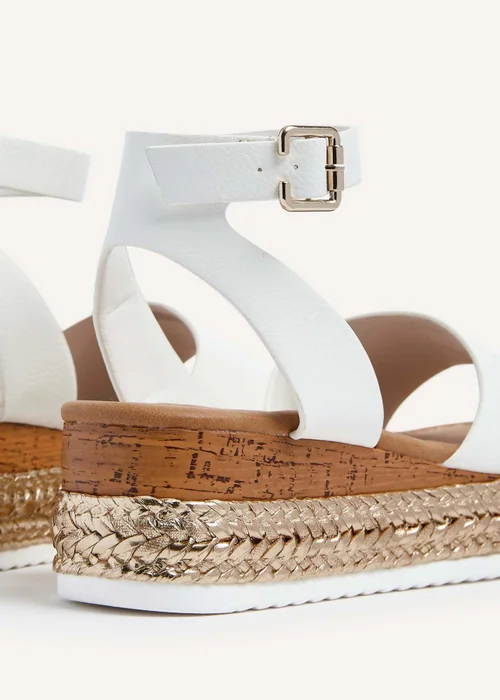Linzi Marisol Wide Fit White Faux Leather Flatform Sandal - 3 Image 3
