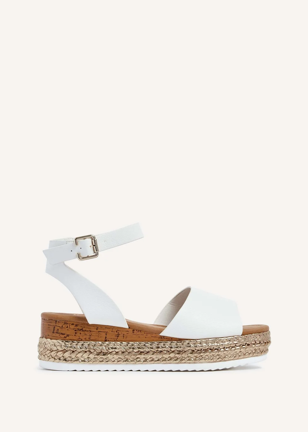 Linzi Marisol Wide Fit White Faux Leather Flatform Sandal - 3 Image 1