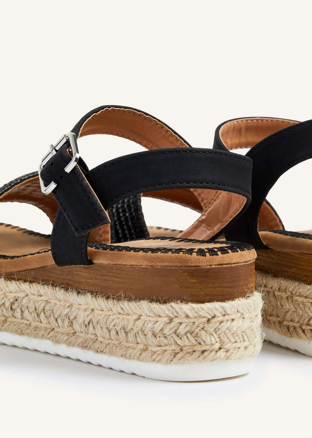 Linzi Panama Black Raffia Two Part Espadrille Inspired Flatform Sandal - 3 Image 5