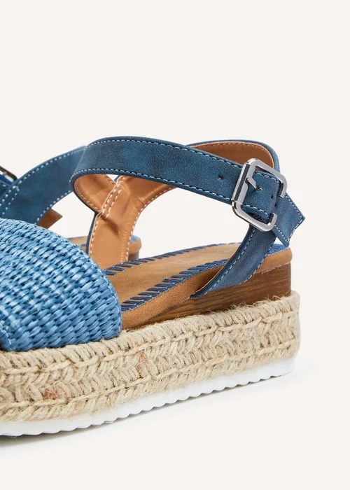 Linzi Panama Blue Raffia Two Part Espadrille Inspired Flatform Sandal - 3 Image 5