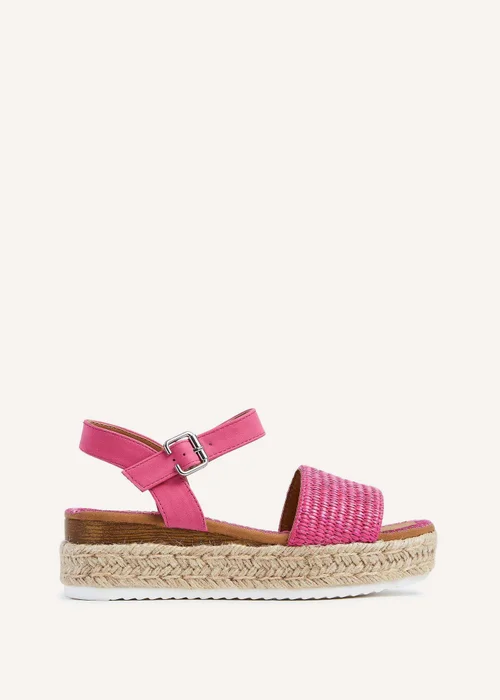 Linzi Panama Fuchsia Raffia Two Part Espadrille Inspired Flatform Sandal - 3 Image 2
