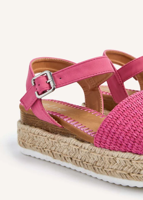 Linzi Panama Fuchsia Raffia Two Part Espadrille Inspired Flatform Sandal - 3 Image 4