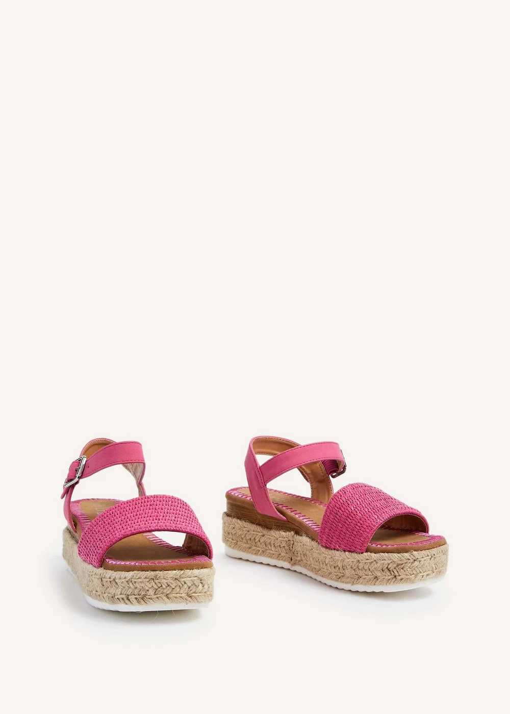 Linzi Panama Fuchsia Raffia Two Part Espadrille Inspired Flatform Sandal - 3 Image 3