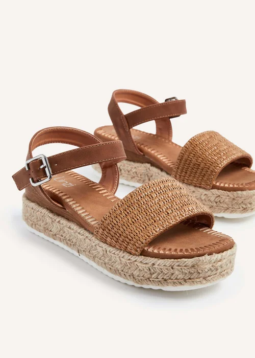 Linzi Panama Tan Raffia Two Part Espadrille Inspired Flatform Sandal - 3 Image 4