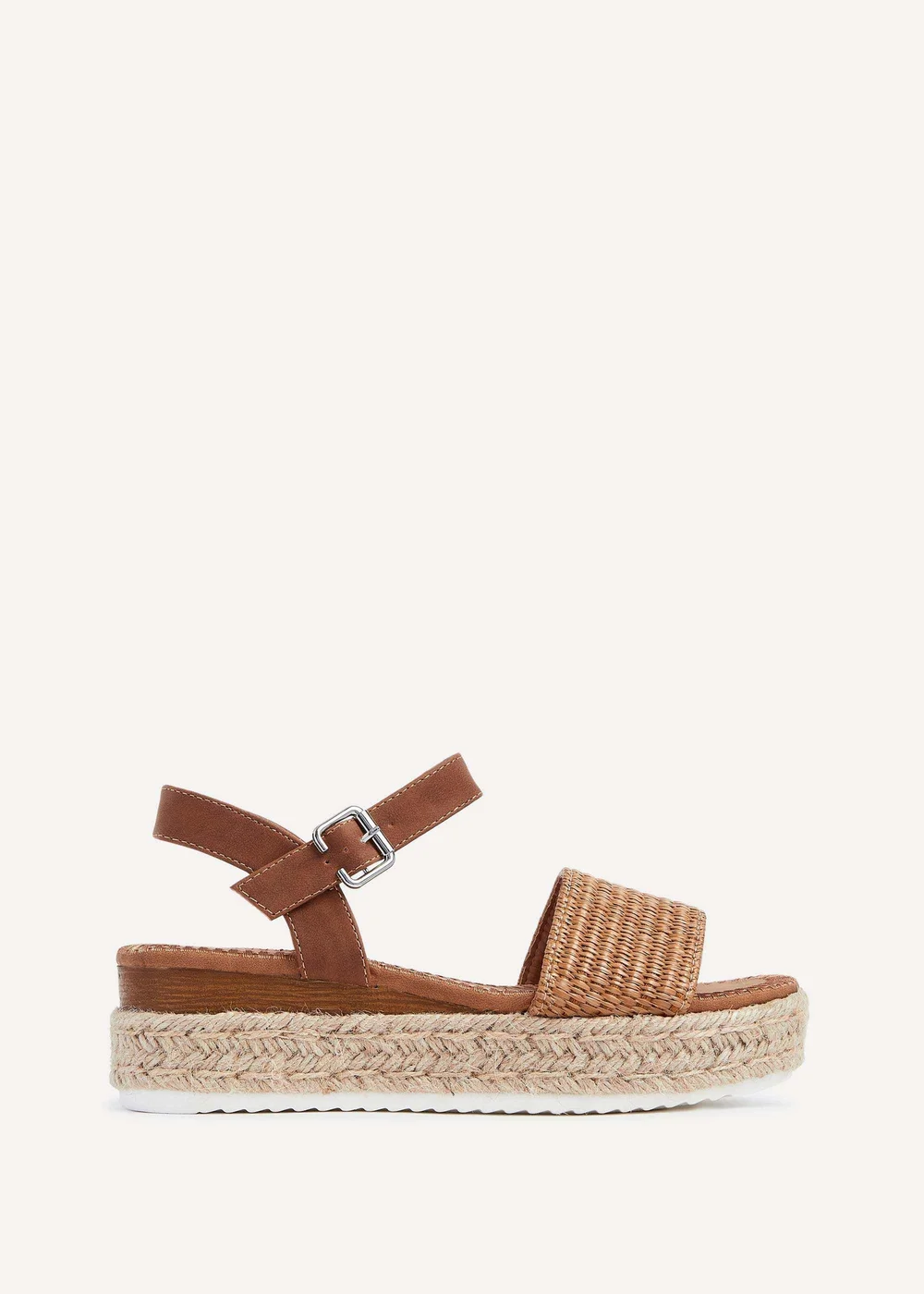 Linzi Panama Tan Raffia Two Part Espadrille Inspired Flatform Sandal - 3 Image 2