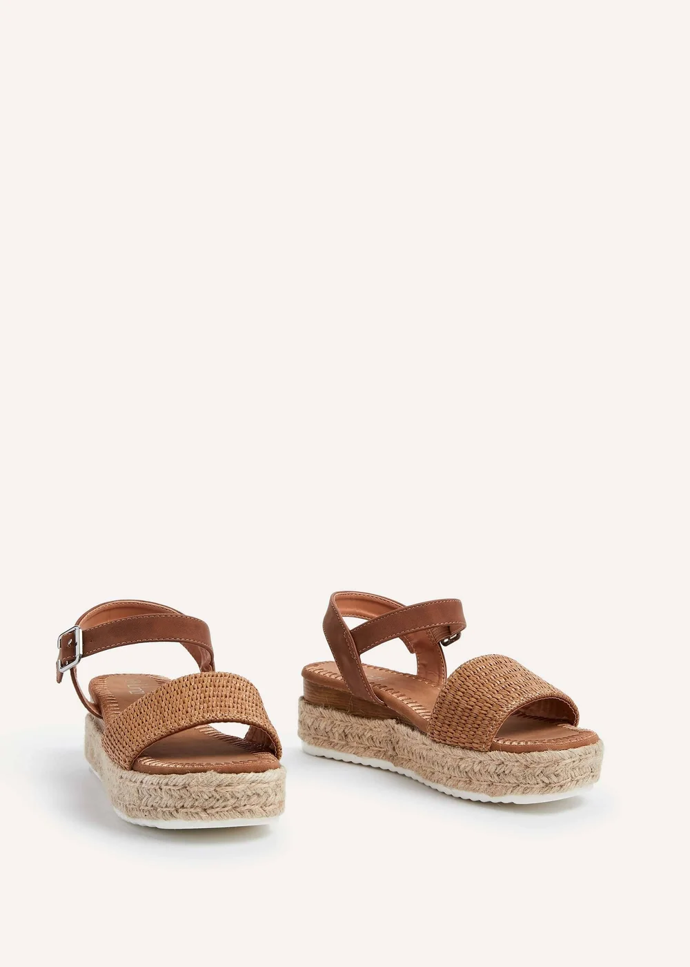 Linzi Panama Tan Raffia Two Part Espadrille Inspired Flatform Sandal - 3 Image 3