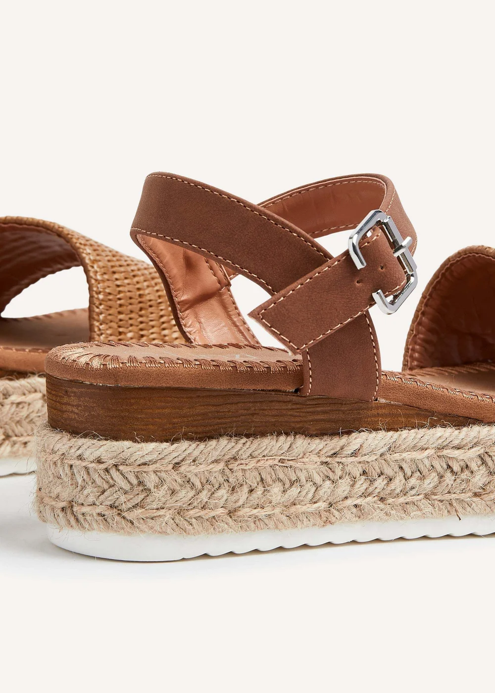 Linzi Panama Tan Raffia Two Part Espadrille Inspired Flatform Sandal - 3 Image 5